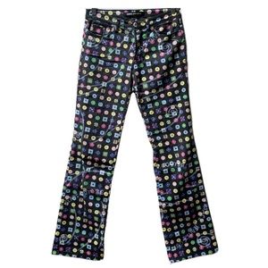 (SOLD) Versace Jeans Couture Black with Multicolour Vinyl Print Jeans 90s